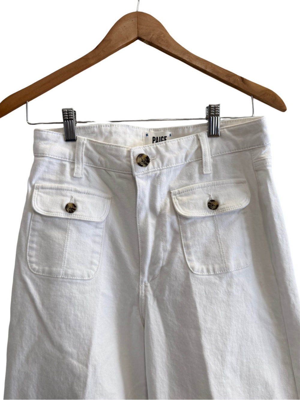 PAIGE Harper Ankle Pants With Patch Pockets White Size 28 - Picture 5 of 9